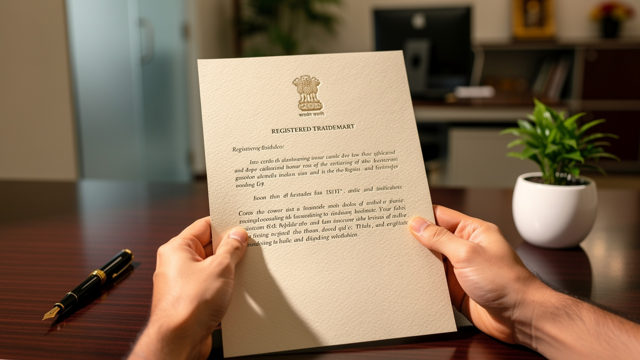 Official trademark registration certificate held by business owner in India