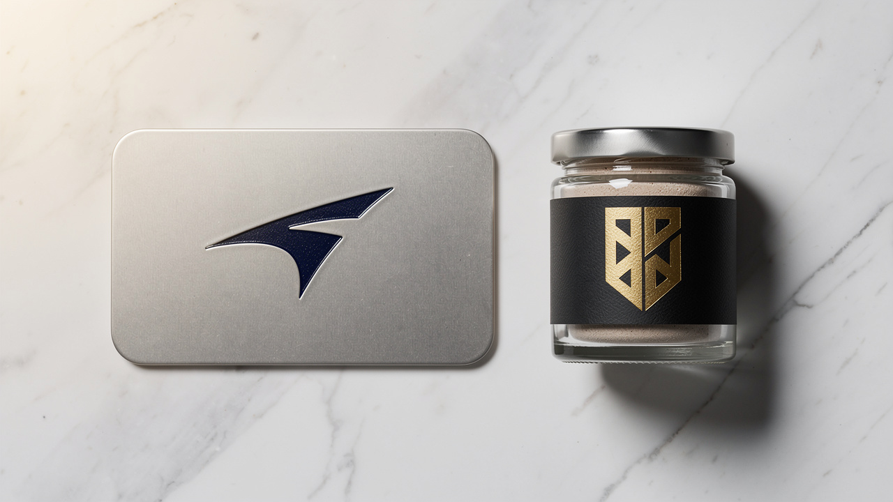 Brand logo emblem and product mark shown side by side