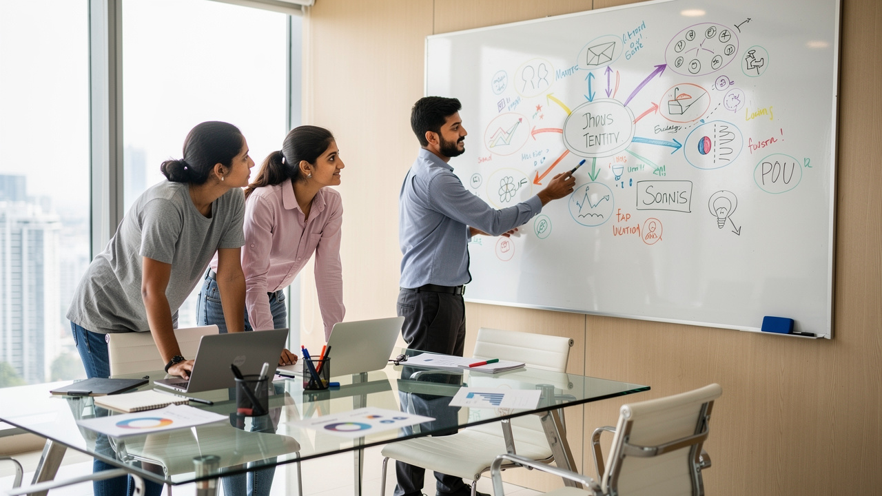 Indian startup team planning long-term brand and trademark strategy