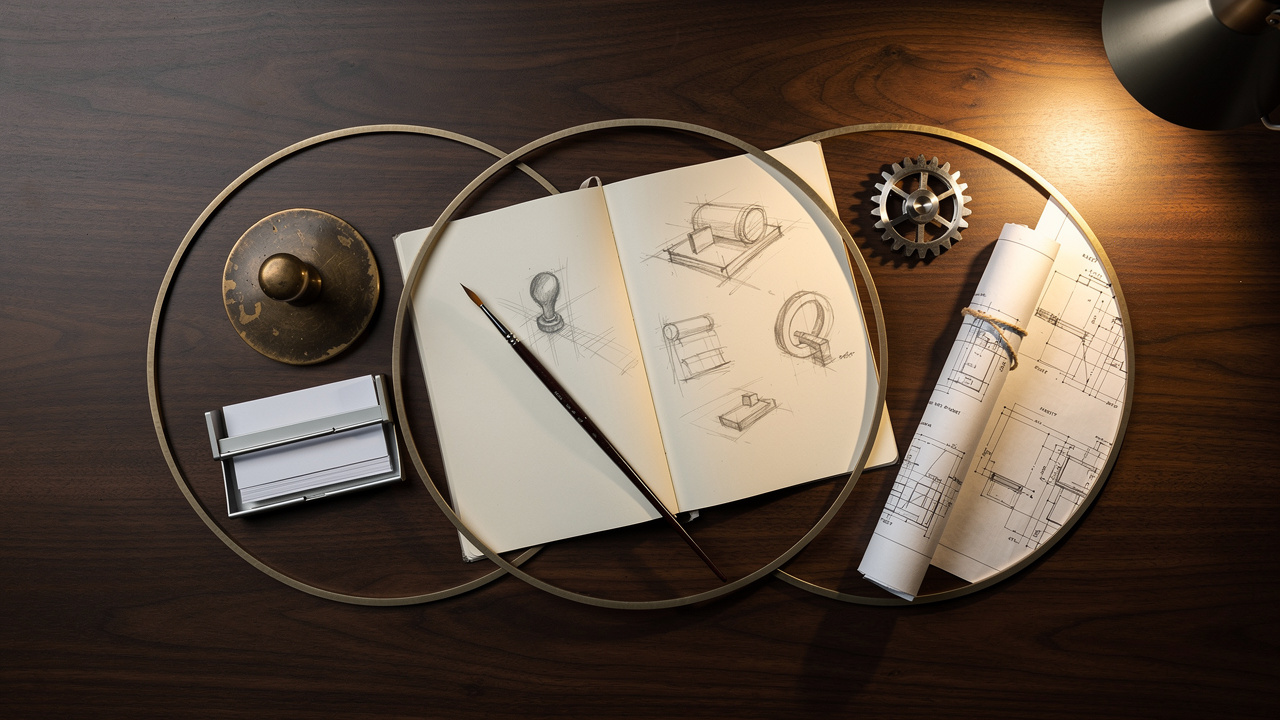 Overlapping symbols representing layered intellectual property strategy