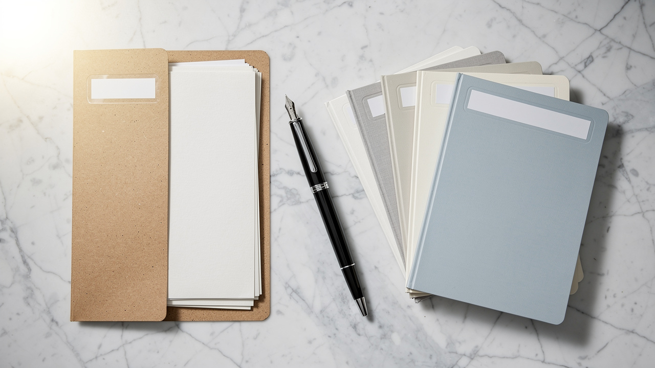 Two stacks of legal documents comparing trademark filing methods