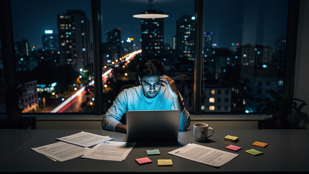 Stressed startup founder facing trademark mistakes consequences