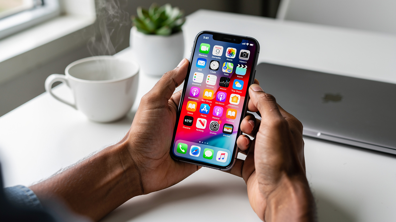 Tech startup app icons representing brand identity on smartphone