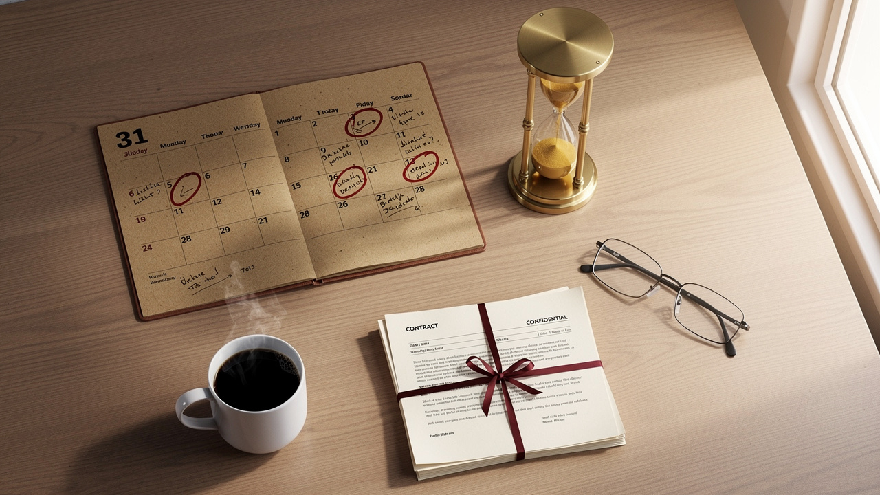 Calendar and hourglass symbolizing trademark renewal deadlines