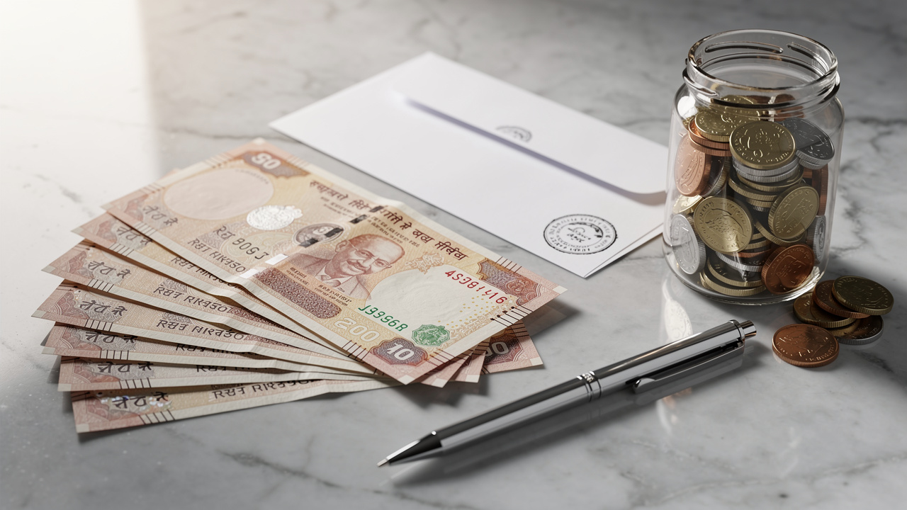 Indian rupee notes representing trademark renewal fee payment